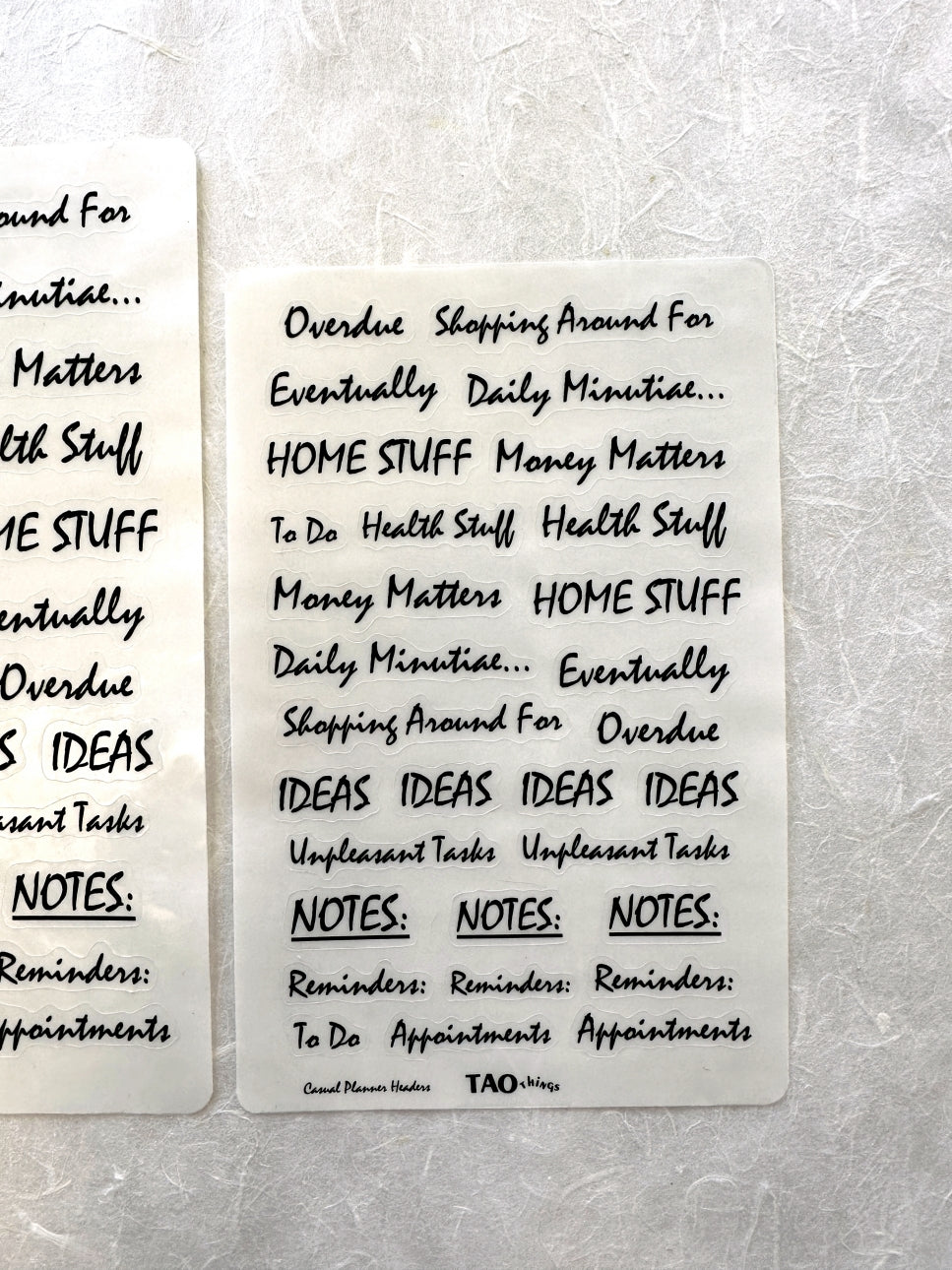 Casual Planner Headers - sticker sheet (2 sizes) by TAOthings Studio