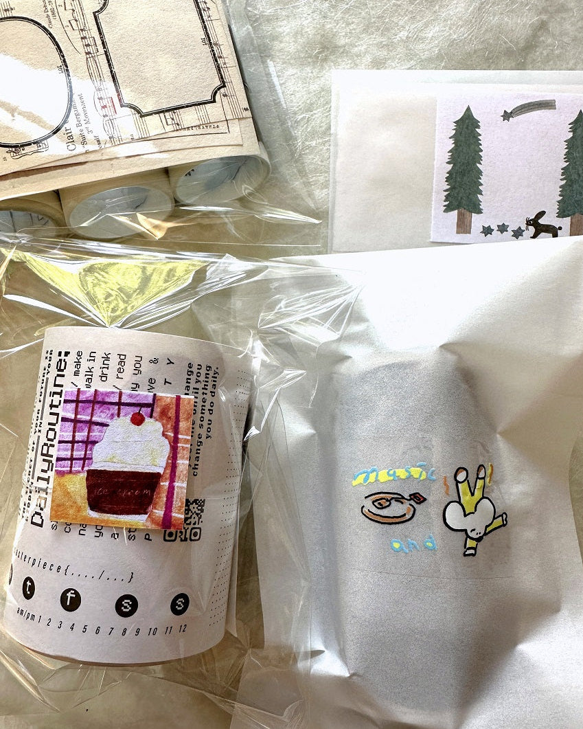 Wanle Studio - Square and Round Stickers kiss-cut paper tape (7 cm x 138 cm) SAMPLES