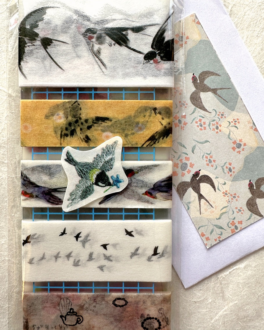Bande - Embroidery Forest Birds masking sticker roll SAMPLES