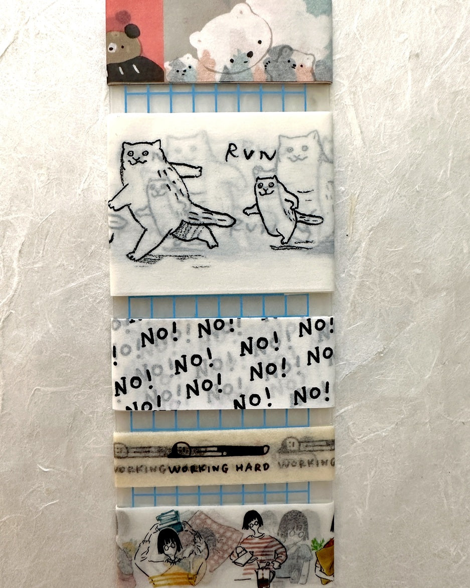 Dawning Crow - Running Cat washi tape SAMPLES
