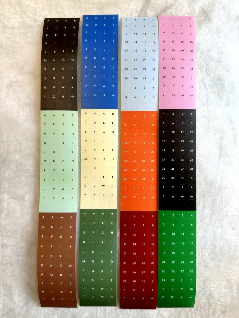 Flagg Stationery - Square Alphabet & Number washi sticker roll SAMPLES