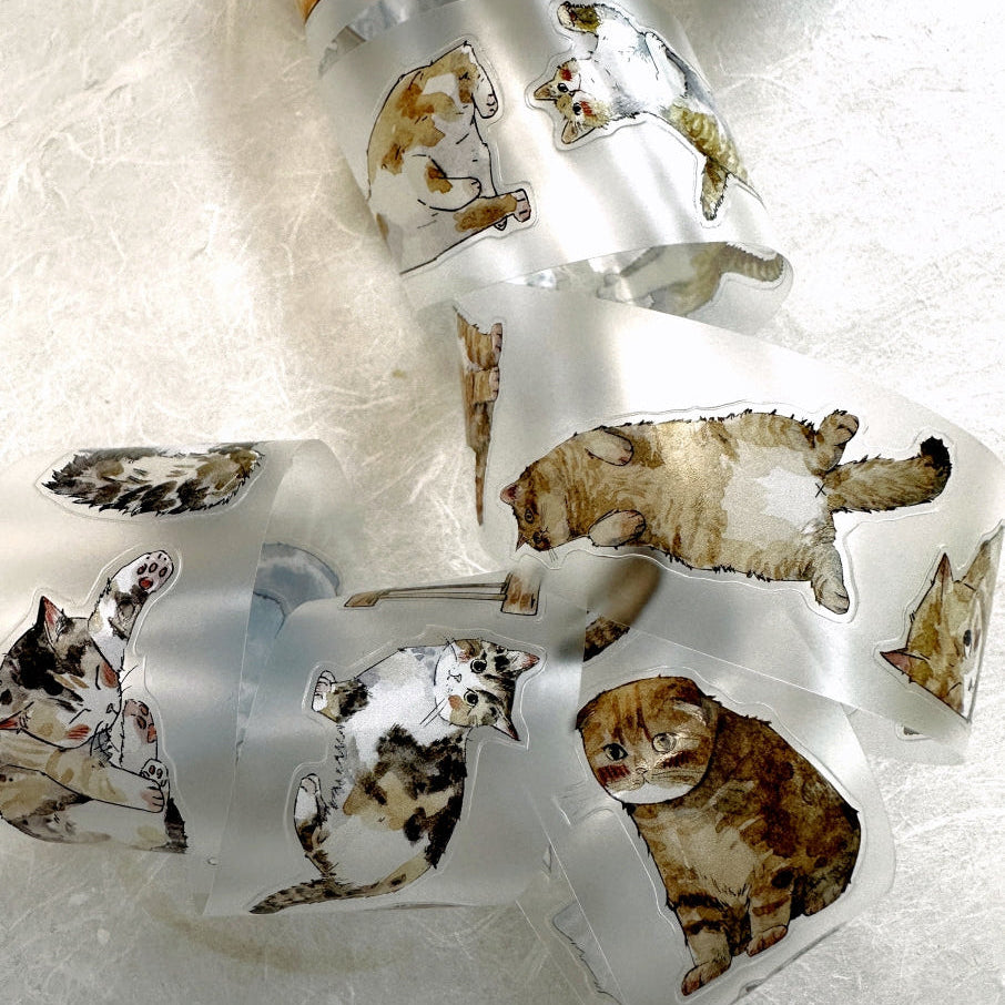 Kaixun - Meow Moi! Fluffy kiss-cut PET & washi tape (3.5 cm x 250 cm) SAMPLES