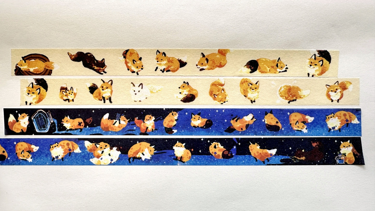 Kitsunebiyori - Fox & Starry Sky Ink washi tape SAMPLES