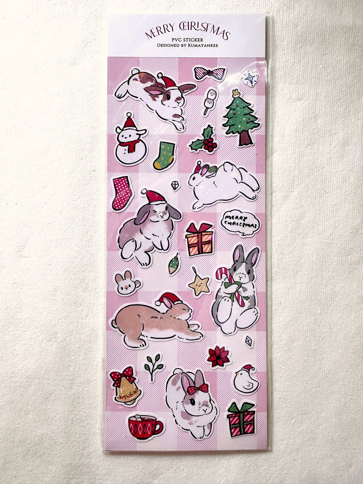 KumaYankee - Christmas Bunny glitter sticker sheets