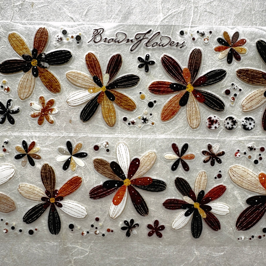 LinLanXi Studio - Brown Flowers kiss-cut PET tape SAMPLES