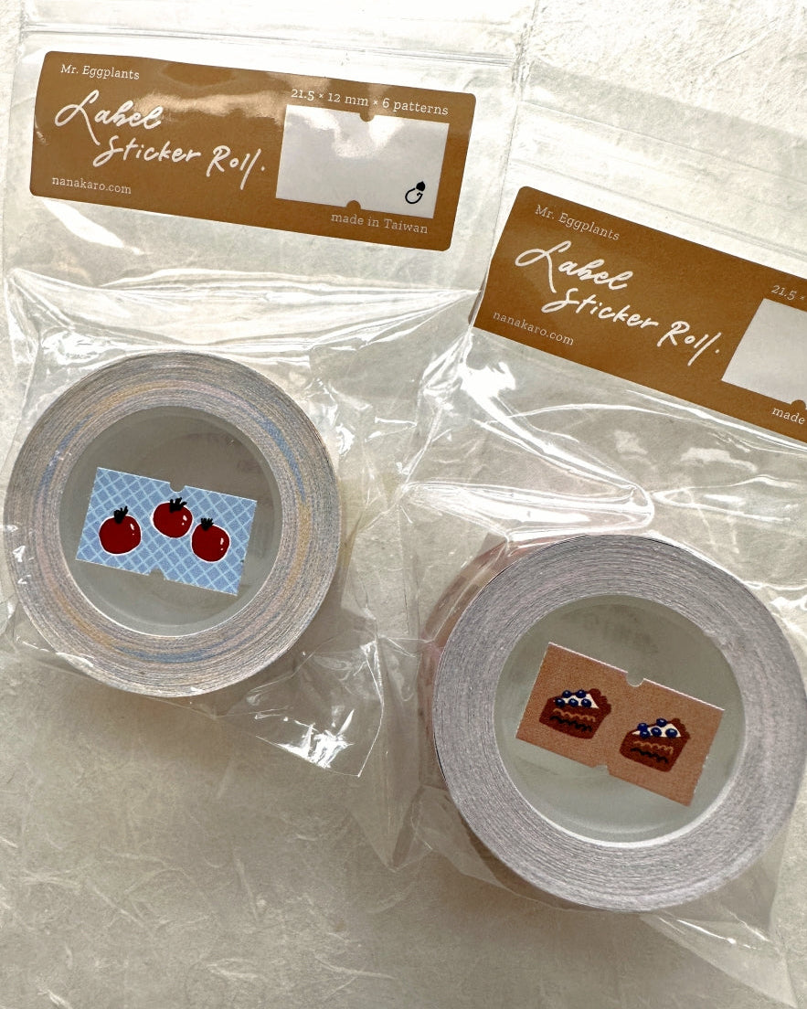 Mr. Eggplants - Breakfast Table label sticker roll SAMPLES