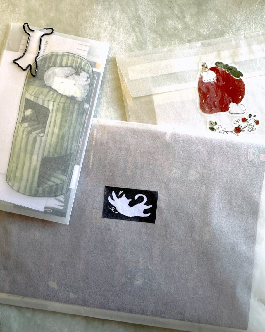 Meow Illustration - Luminous, Teaparty, Wonderland Rabbits, & Twisty Cats label sticker rolls SAMPLES