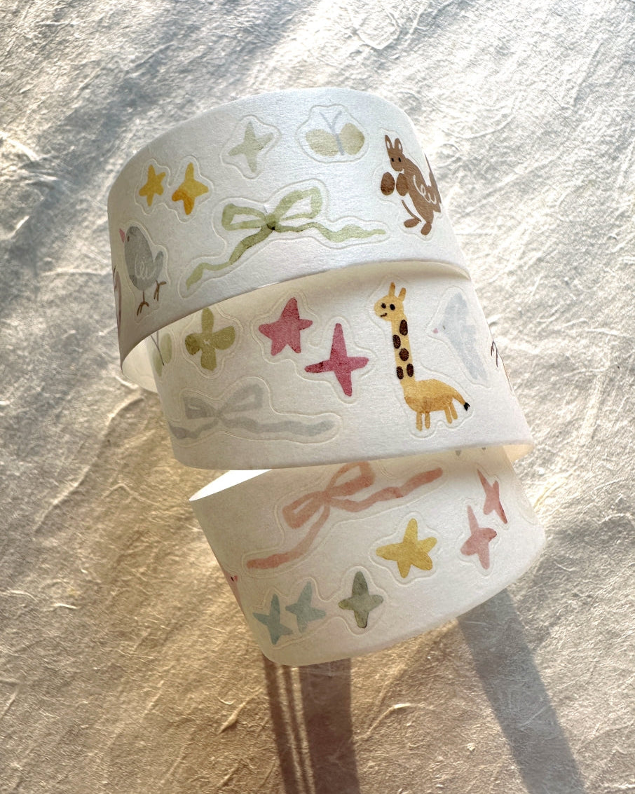 Meow Illustration - Sunny Corner of the Forest kiss-cut washi tape SAMPLES