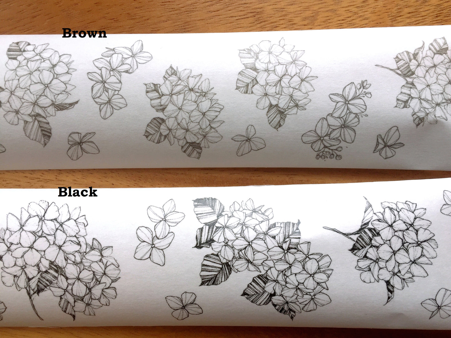 Modaizhi - Hydrangea Black & Brown washi tape SAMPLES