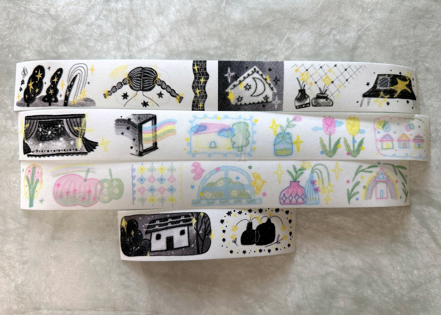 MuZiShan Studio - Black to Colorful World glitter tape SAMPLES