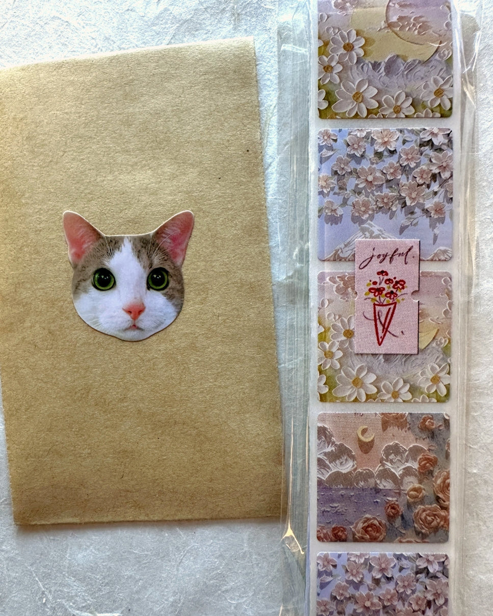 Oil painting cute landscape kawaii sticker roll SAMPLES