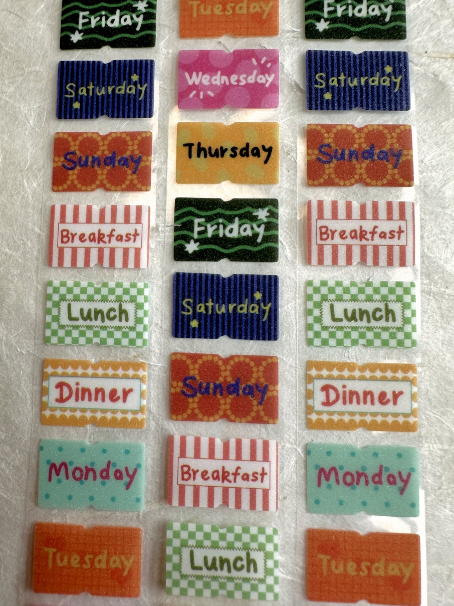 Days and Meals glitter label sticker roll SAMPLES