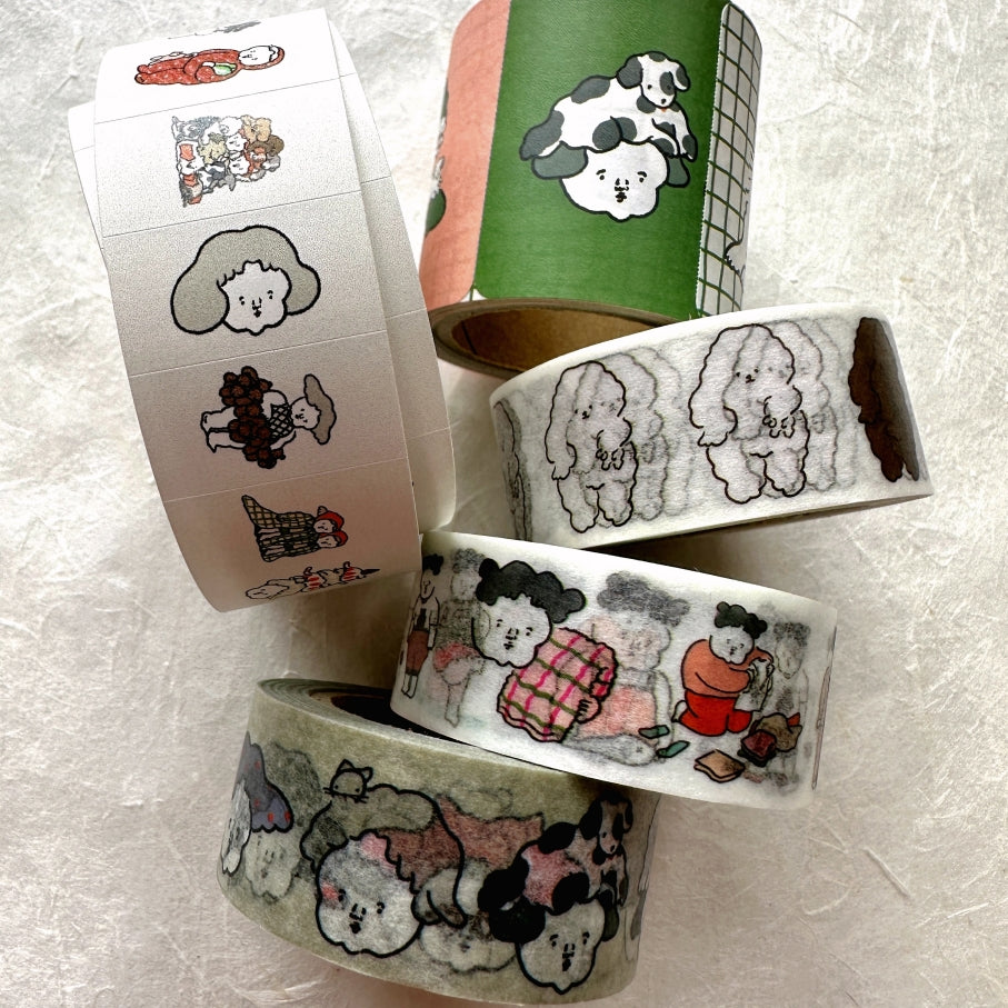 Nagaki Perm - Dog masking peace sign washi tape SAMPLES