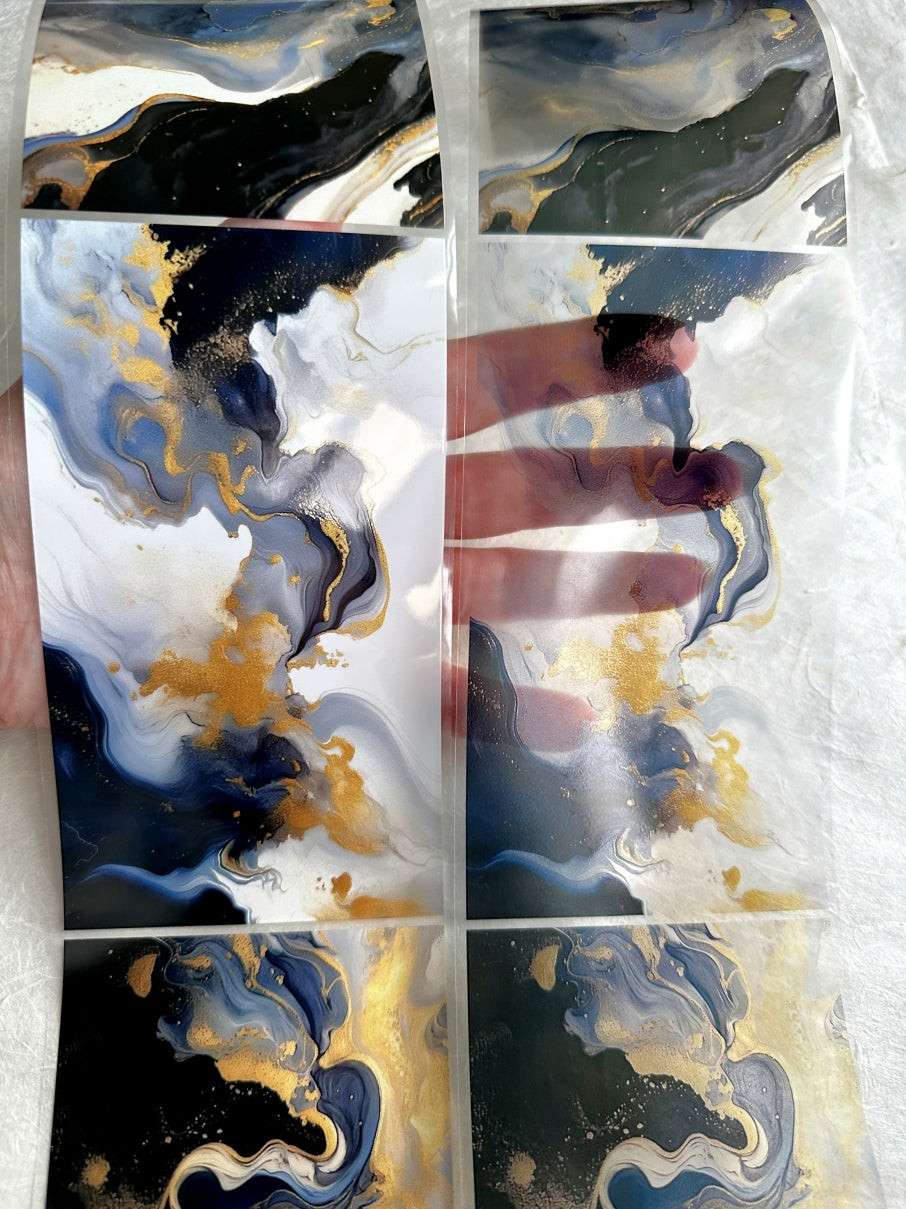 Orange Too X Studio - Blue Like Quicksand PET tape with white ink (9 cm x 200 cm) SAMPLES