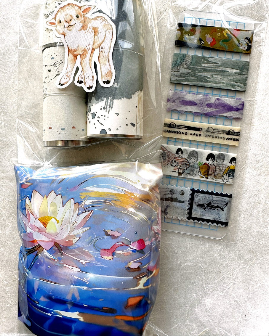 Juang Xu Ling - Lotus & Leaves Floating PET tape (10 x 121 cm) SAMPLES