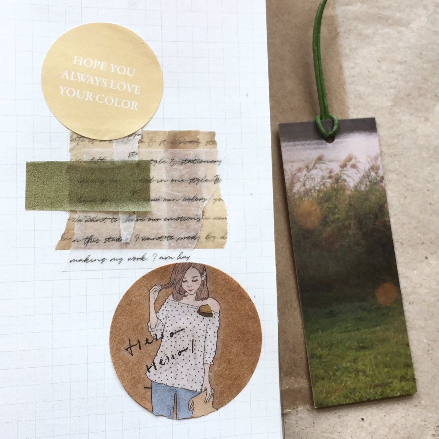 Kraft 1.5" round stickers for journal collage - SAMPLES