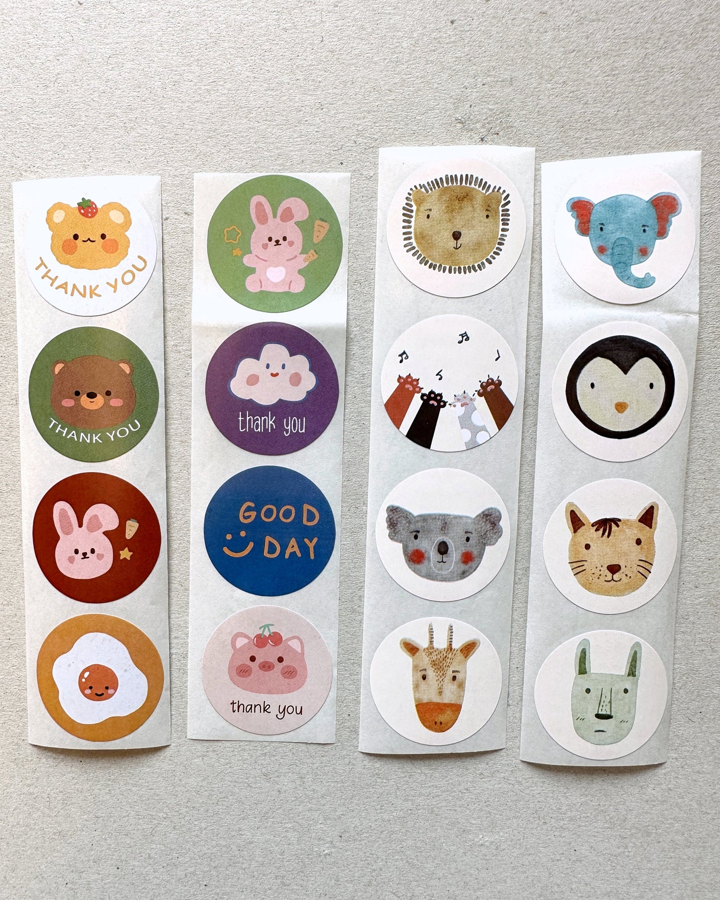 Kawaii Animals - Round Sticker Seal SAMPLES