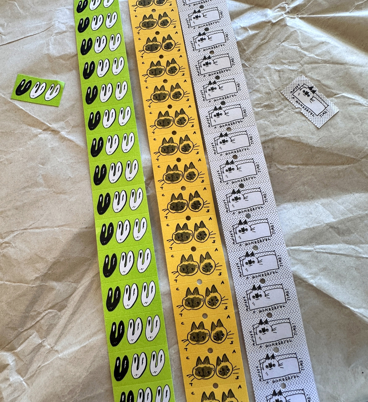 Somesortoffern - cats & rabbits label sticker rolls SAMPLES
