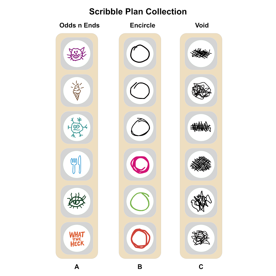 TAOthings Studio - Scribble Plan Collection - Encircle pre-inked push stamp set