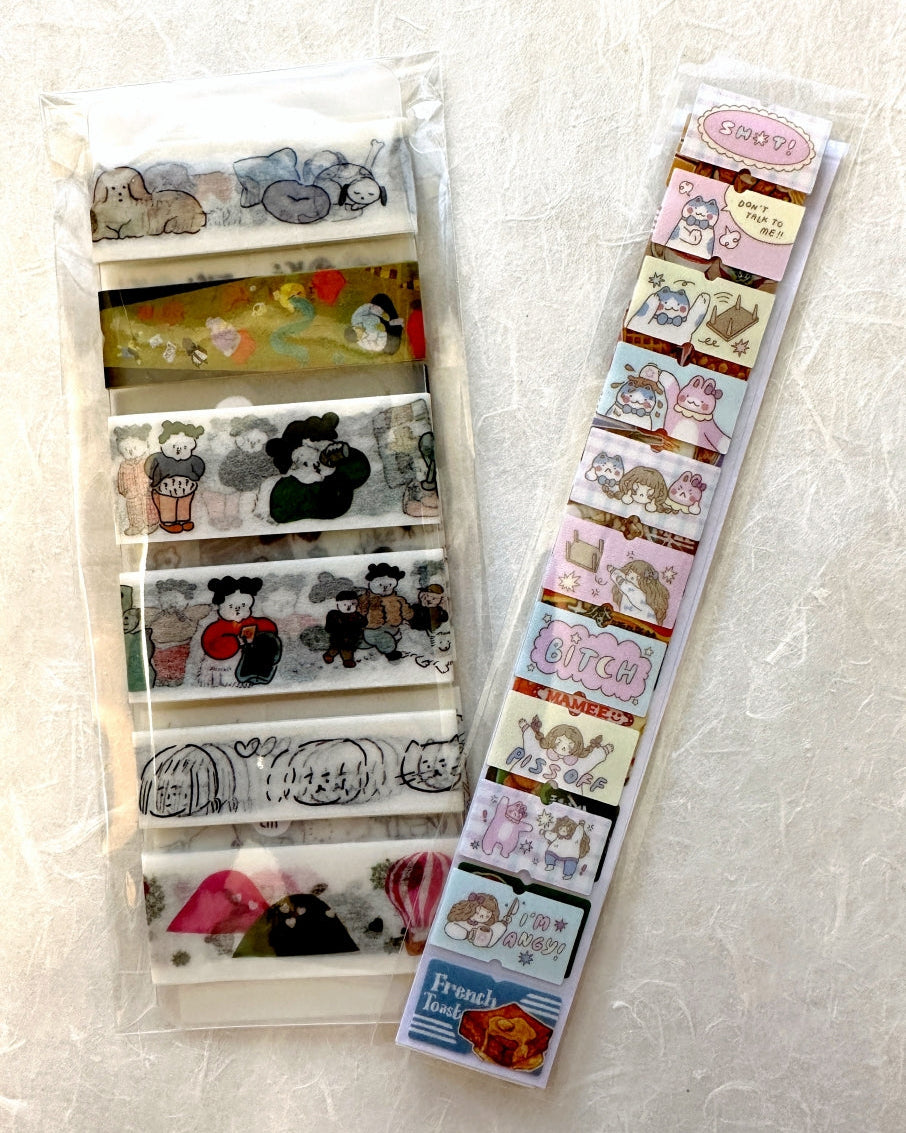 shō Little Happiness x Artsy Jadey - Angry Besties glitter label sticker roll SAMPLES