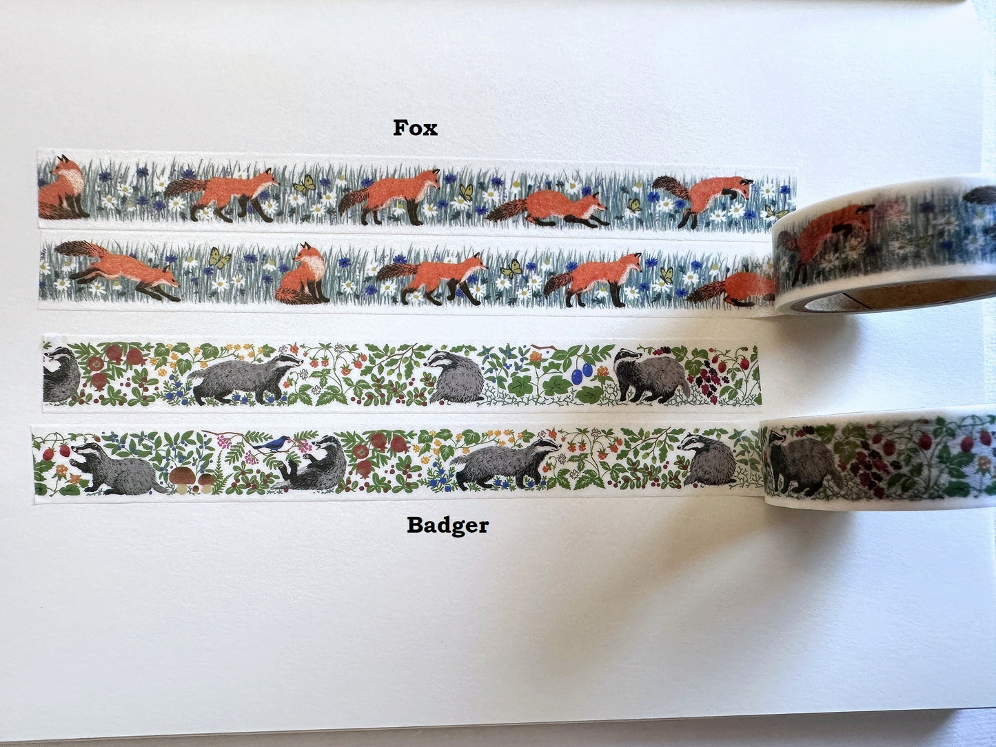 Sotlight - Cheerful Forest: Fox & Badger washi tape SAMPLES