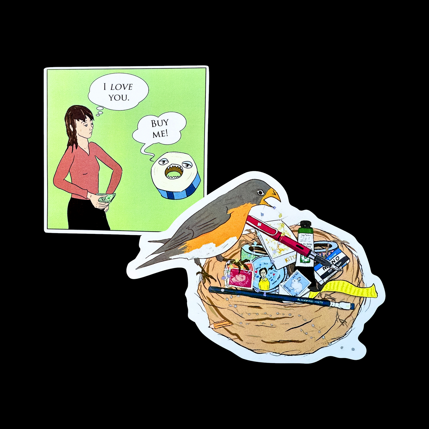 Stationery Collector - large die-cut vinyl stickers by TAOthings Comics