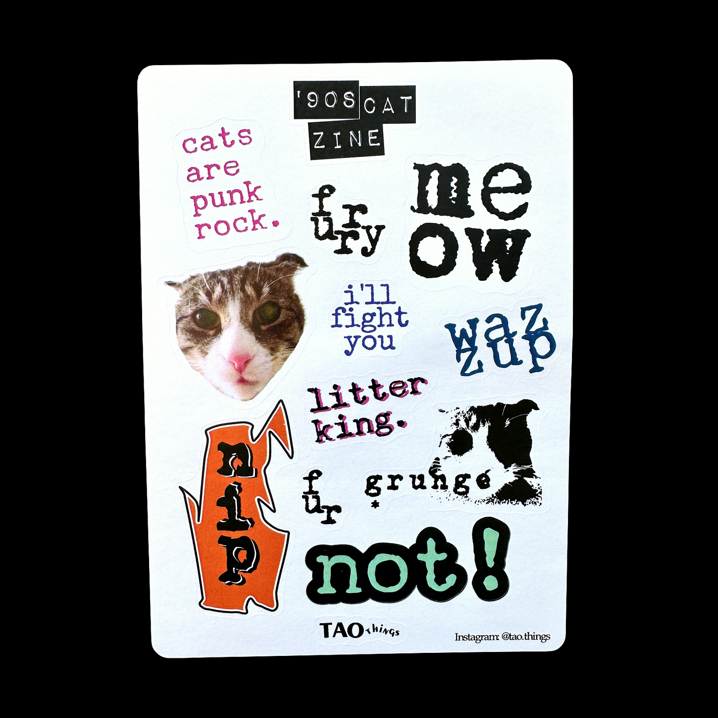 Cat '90s Zine - sticker sheet by TAOthings Studio