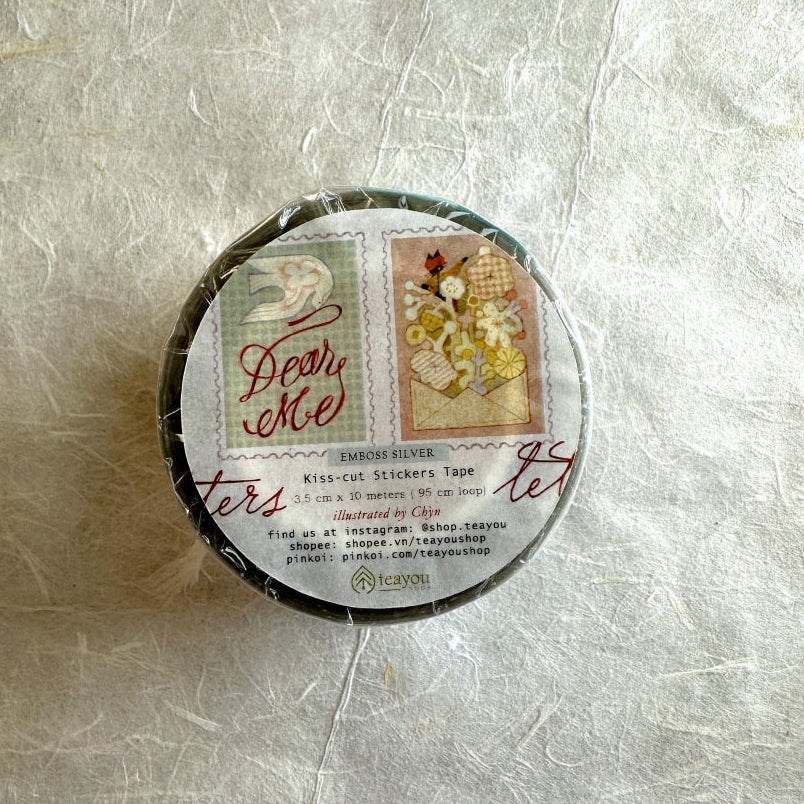 Teayou - Letters to Self emboss silver stamp sticker PET tape SAMPLES