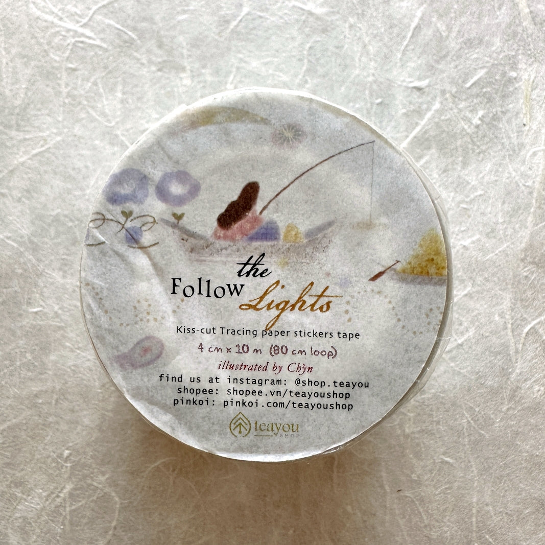Teayou - Follow the Lights kiss-cut gold embossed tracing paper tape SAMPLES
