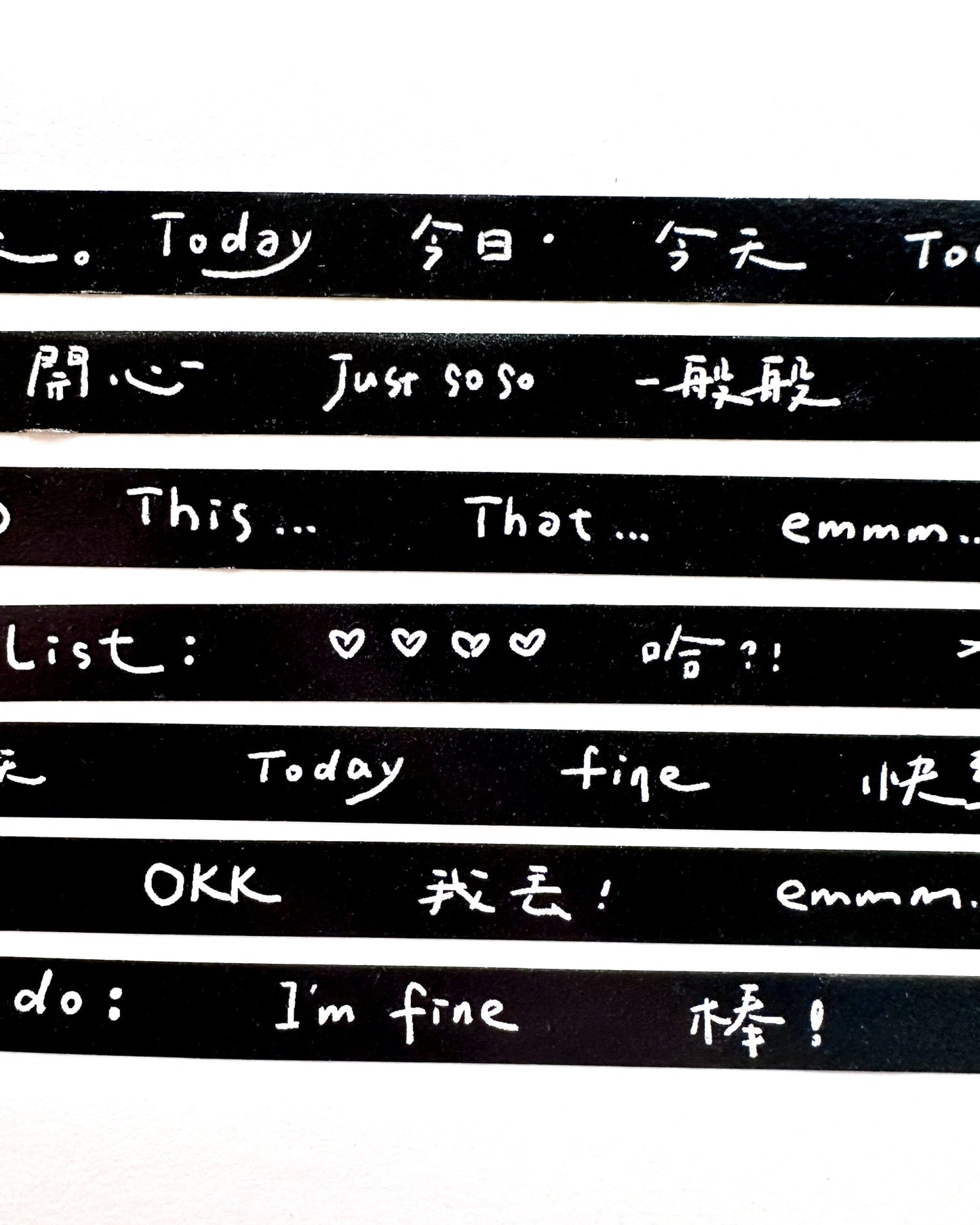 Wanle Studio - Today's Phrases slim washi tape SAMPLES