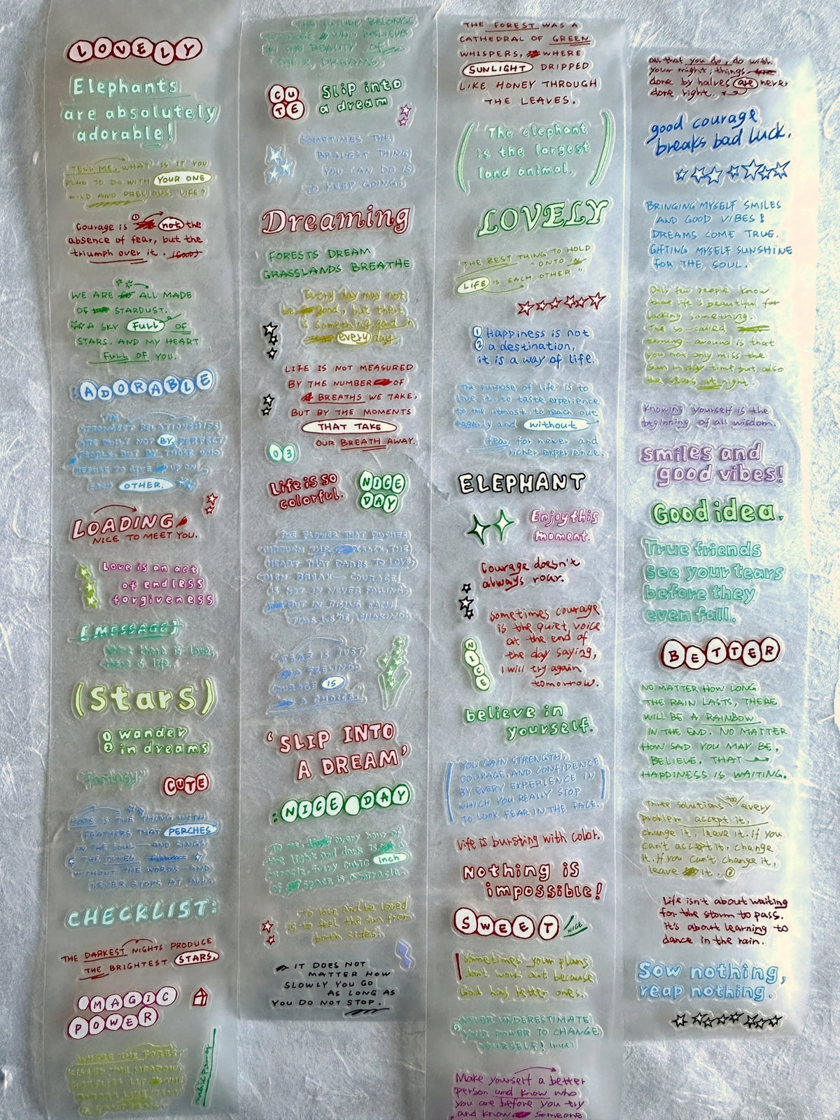Tuli - Colorful Hand-drawn Reading Notes kiss-cut PET & washi tape SAMPLES