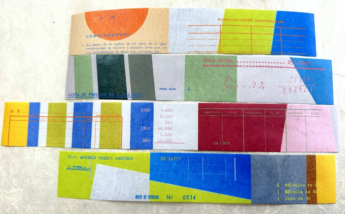 Two Raccoons - retro vibes color block collage matte paper tape SAMPLES