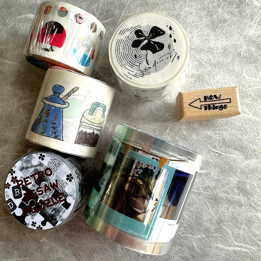Two Raccoons - Flower Shadow kiss-cut washi tape SAMPLES