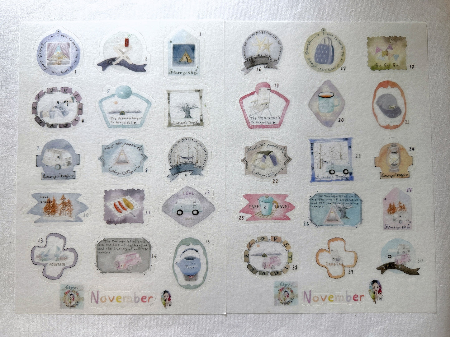 Urtapeprint - Monthly calendar stickers by Pei Pei, Monchiichen, Fairy Maru