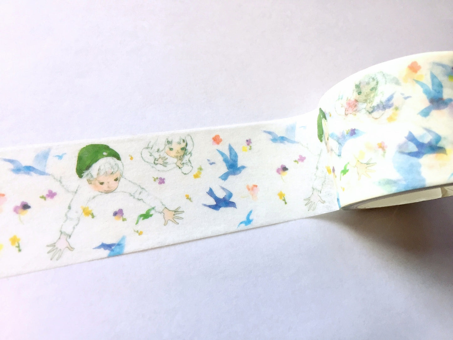 Chihiro Iwasaki Illustration - Watercolor Blue Bird washi tape SAMPLES