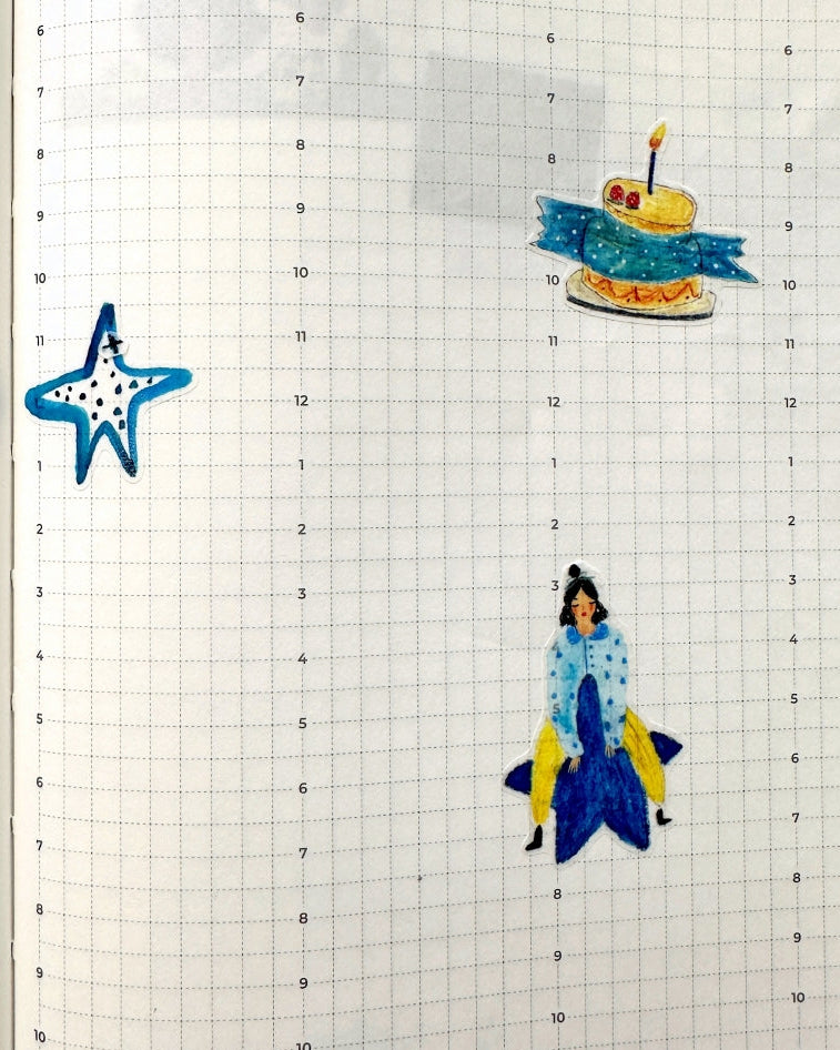Wanle Studio - Many Stars kiss-cut washi tape SAMPLES