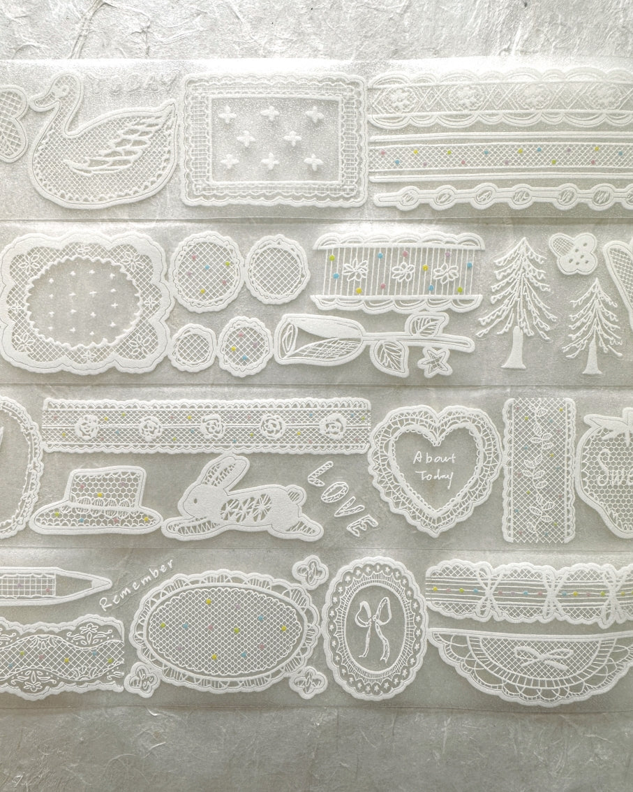 Molinta - Old Paris Lace kiss-cut glitter PET tape SAMPLES