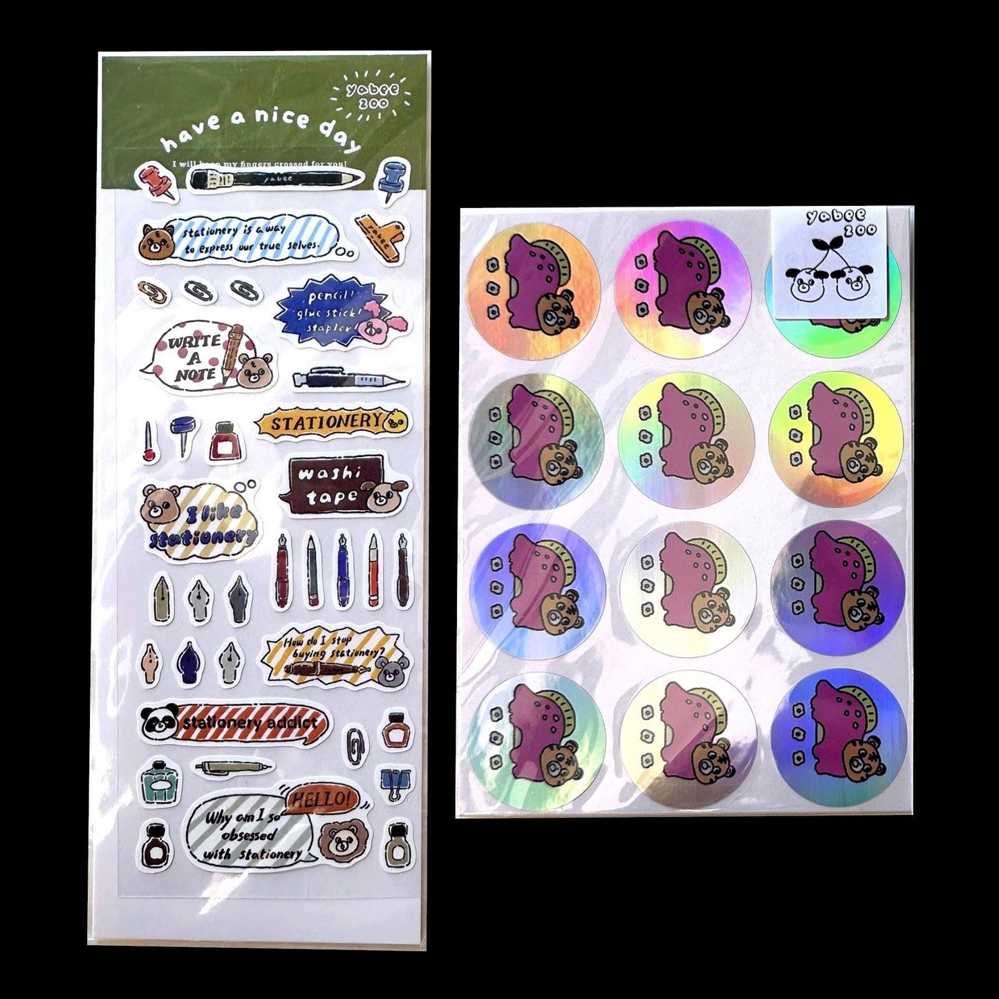 Yabee Zoo - Tiger & Panda Dinosaurs laser sticker seals