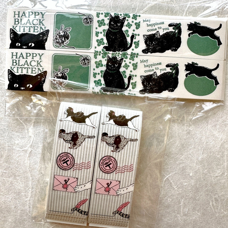 Nemunoki Paper Item - Black Cat & Clover sticker roll SAMPLES