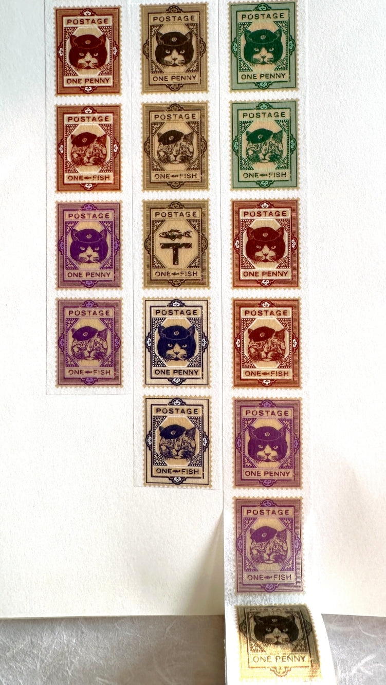 Nemunoki x Via Carousel - Cat's Post Office Stamp washi tape SAMPLES