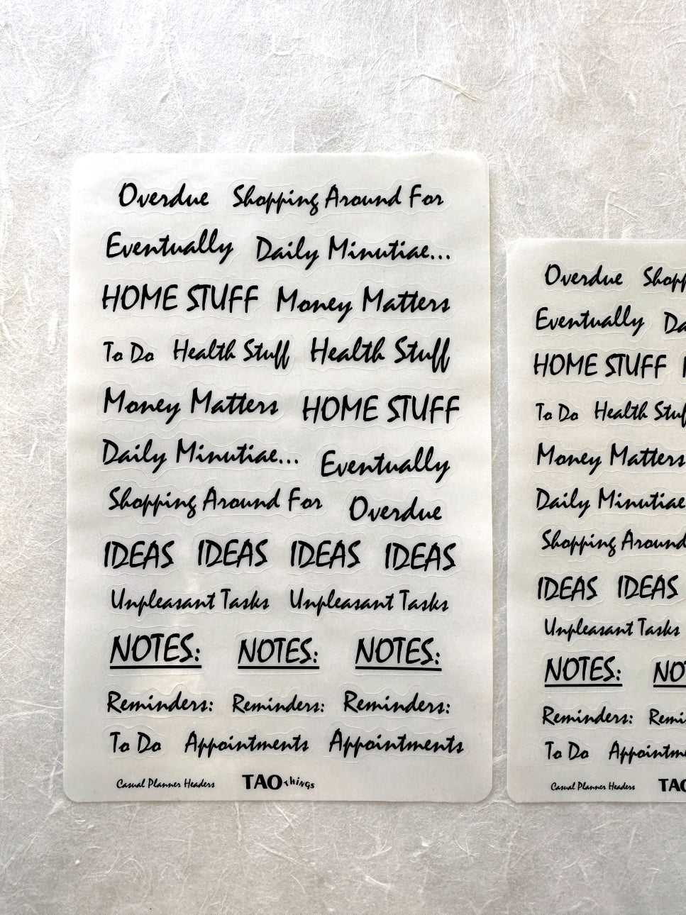Casual Planner Headers - sticker sheet (2 sizes) by TAOthings Studio