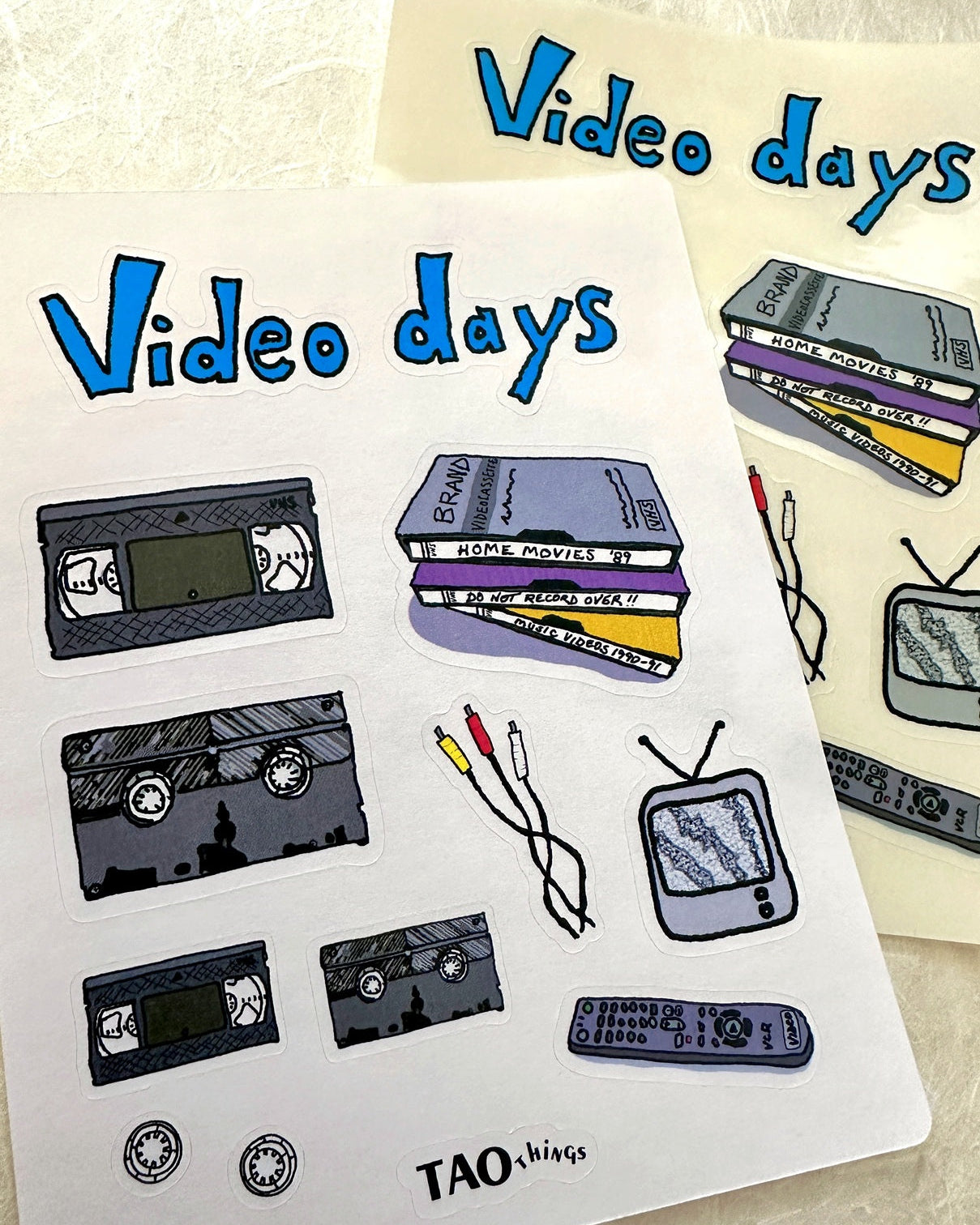 TAOthings Studio - Video Days hand-drawn sticker sheet