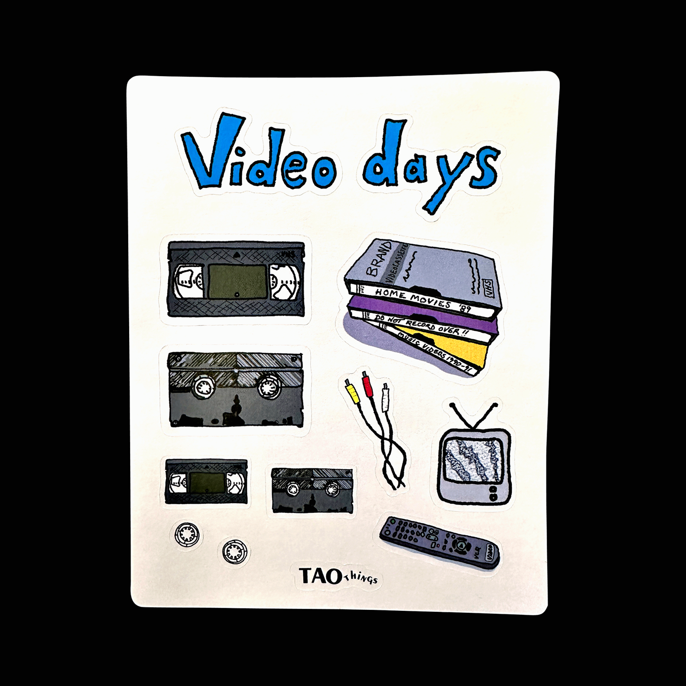 TAOthings Studio - Video Days hand-drawn sticker sheet