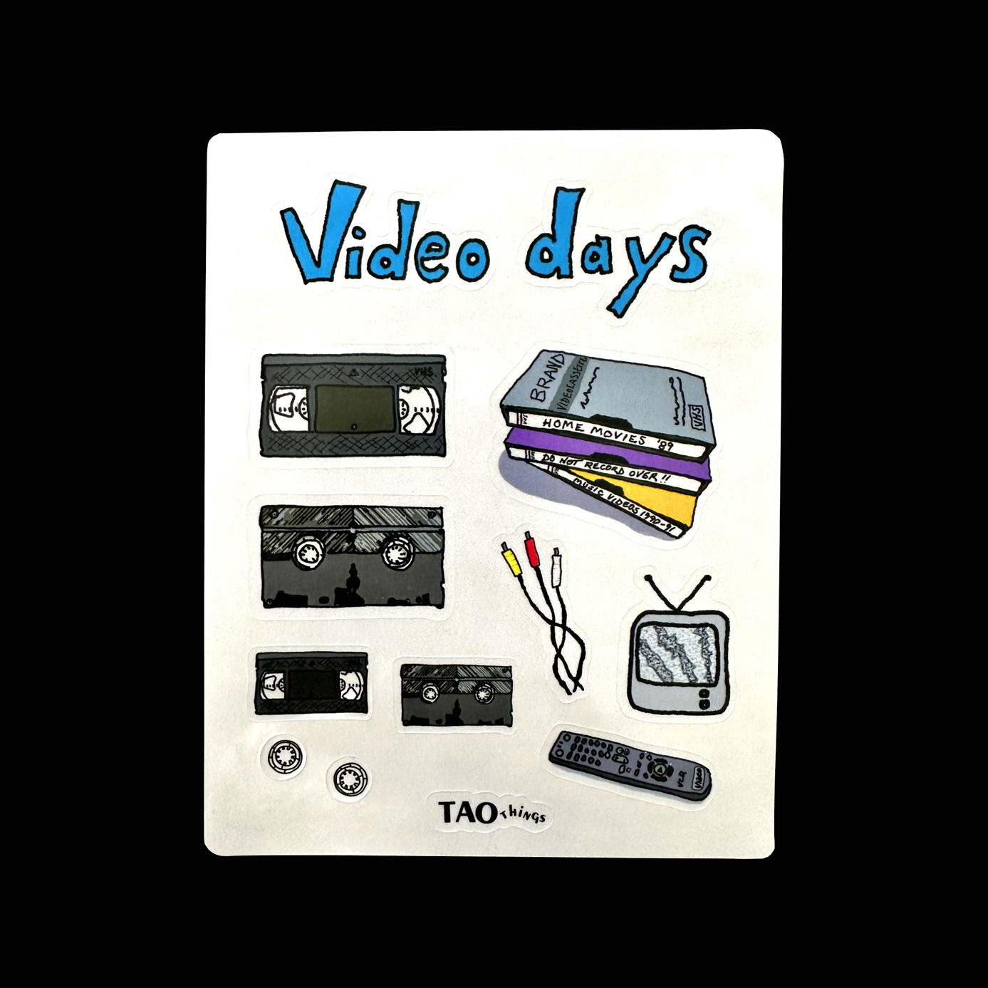 TAOthings Studio - Video Days hand-drawn sticker sheet