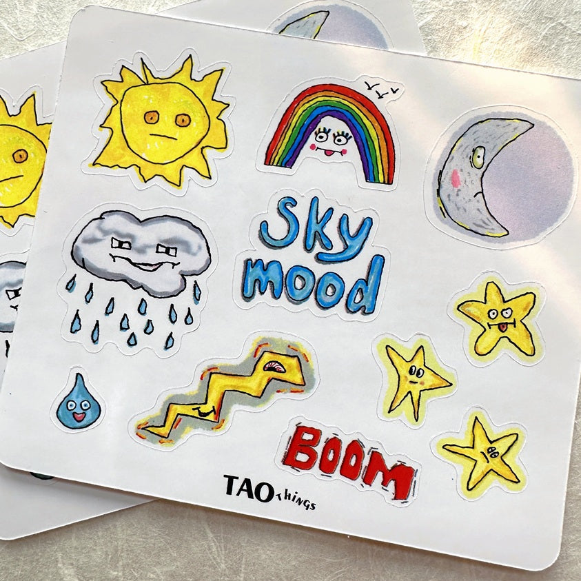 TAOthings Studio - Sky Mood hand-drawn sticker sheet
