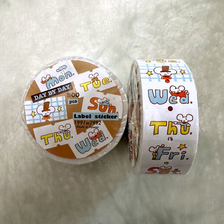1991w2992 - Day by Day label sticker roll SAMPLES