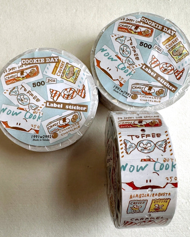 1991w2992 - Cookies label sticker roll SAMPLES