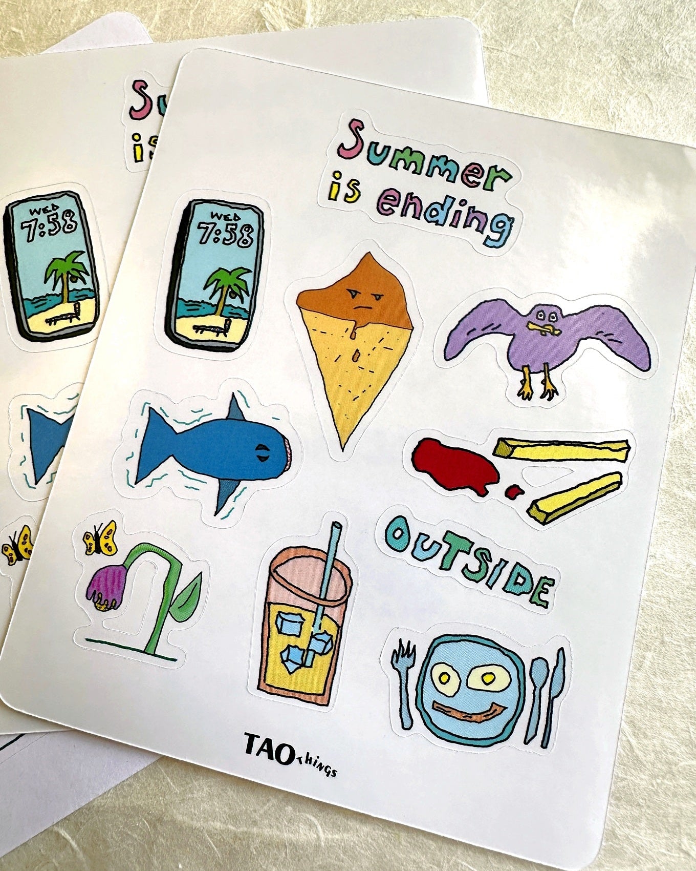TAOthings Studio - Summer is Ending hand-drawn sticker sheet