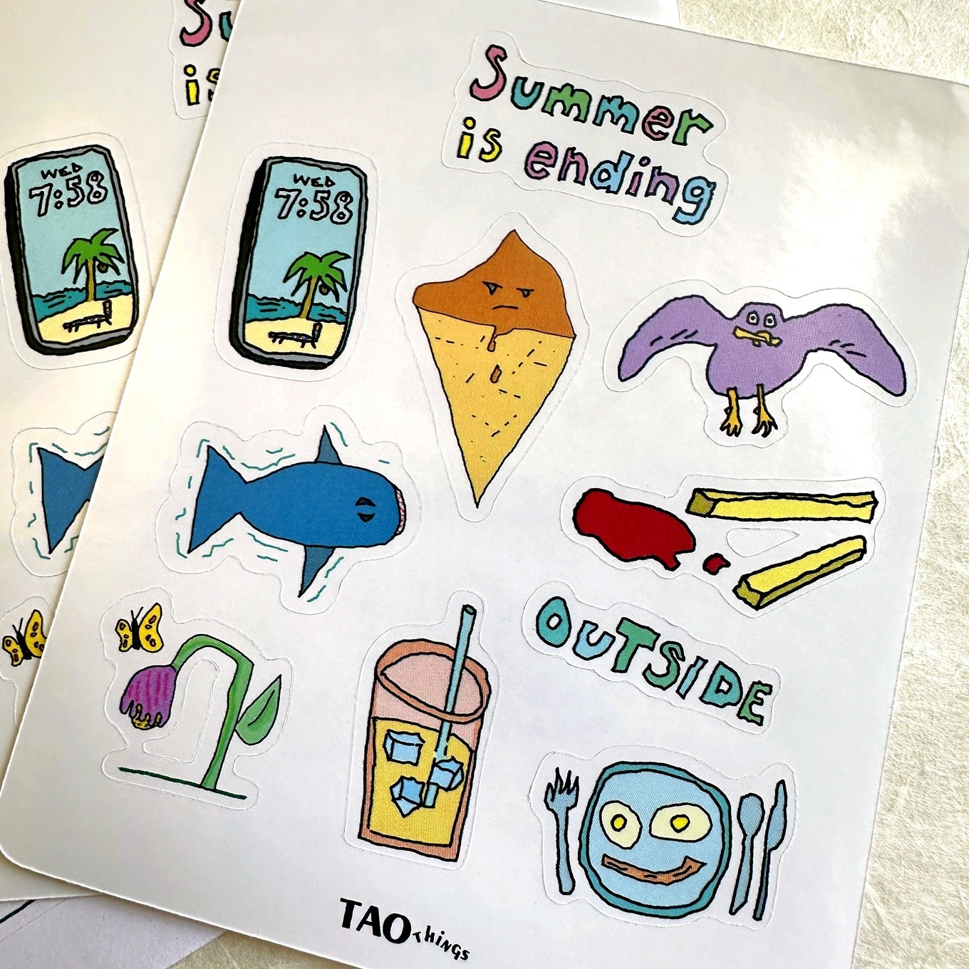 TAOthings Studio - Summer is Ending hand-drawn sticker sheet