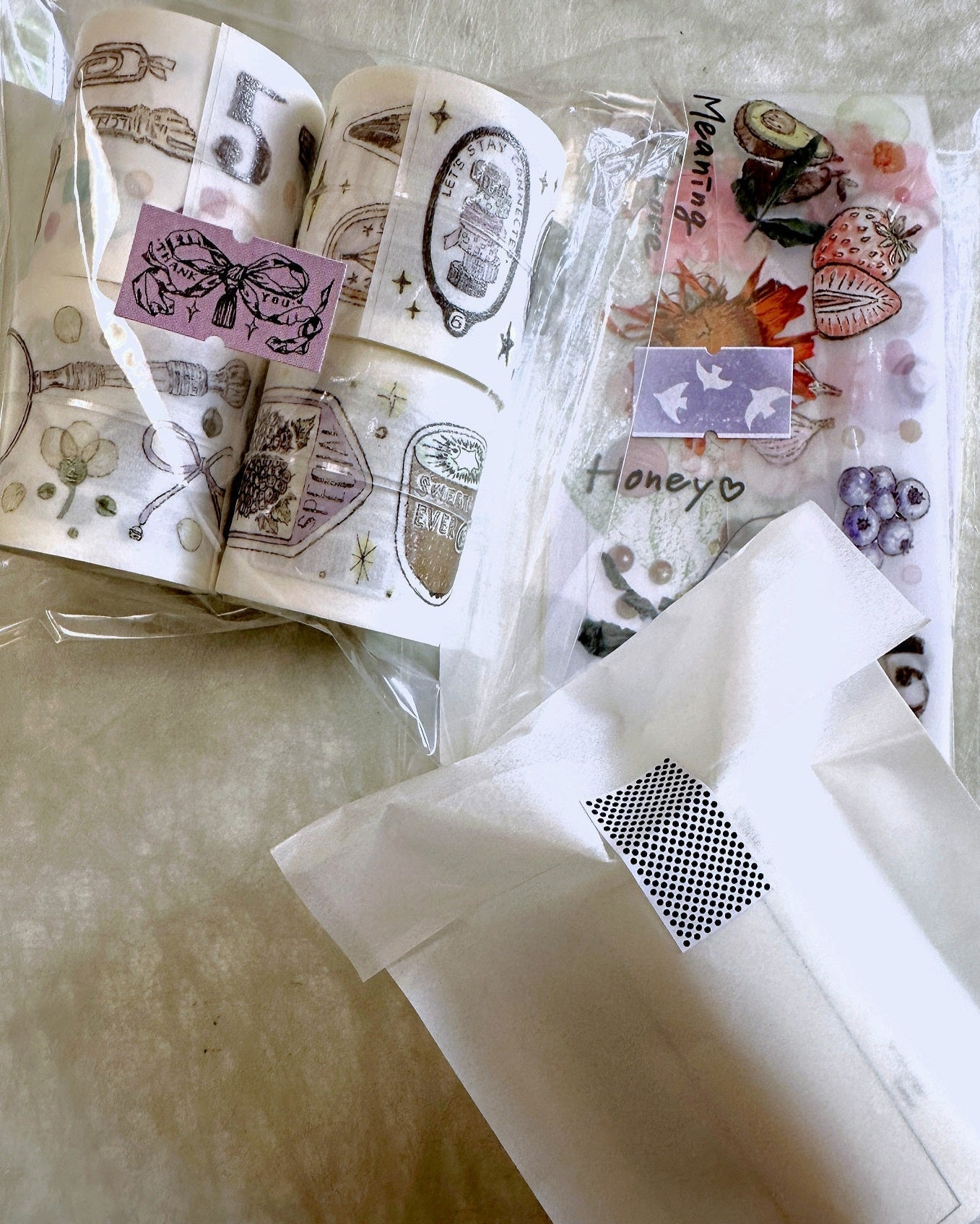 Lin Chia Ning - Stars, Pattern, & Finger Heart label sticker roll SAMPLES